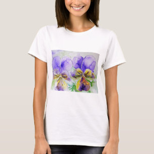 Purple Viola Pansy Watercolour painting T Shirt