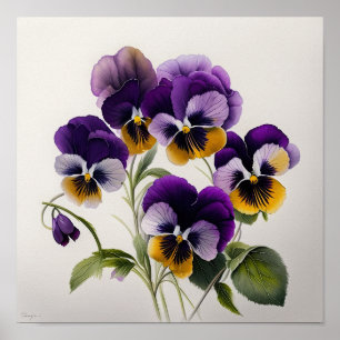 Purple Violas Flower Art Print Poster