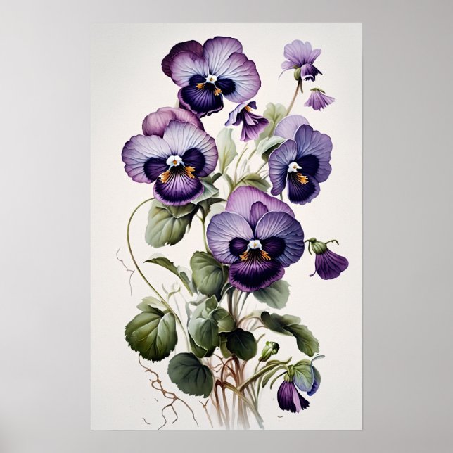 Purple Violas Flower Art Print Poster (Front)