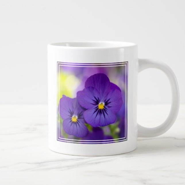 Purple Violas Large Coffee Mug (Right)