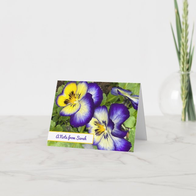 Purple Violas Personalised Note Card (Front)
