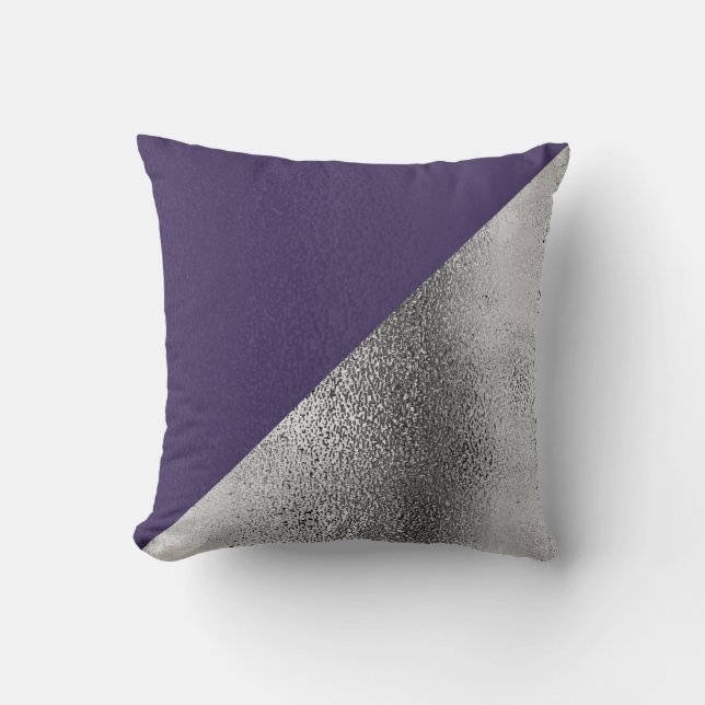 Purple Violet and Silver Metallic  Decorator Cushion (Front)