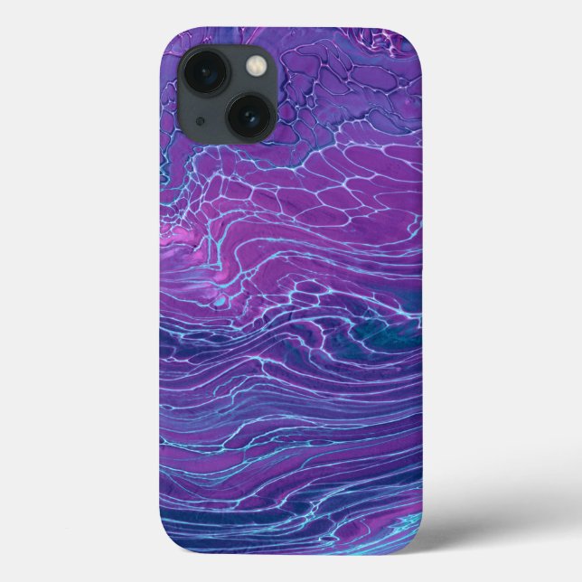 Purple Violet Blue Marbling Acrylic Abstraction Case-Mate iPhone Case (Back)