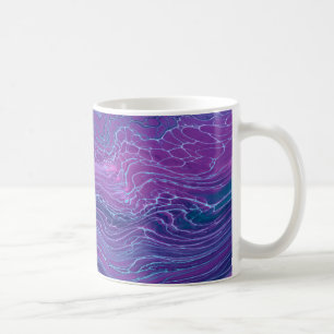 Purple Violet Blue Marbling Acrylic Abstraction Coffee Mug