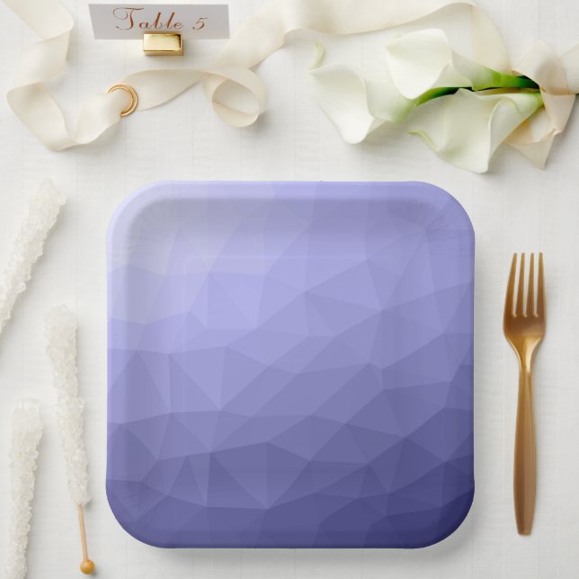 Purple violet  blue mesh ombre geometric pattern paper plate (Wedding)