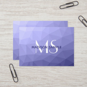 Purple violet blue mesh ombre pattern Monogram Business Card