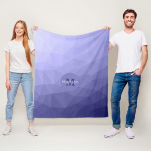 Purple violet  blue mesh ombre pattern Monogram Fleece Blanket