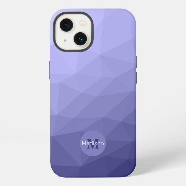 Purple violet  blue mesh ombre pattern Monogram iPhone Case (Back)