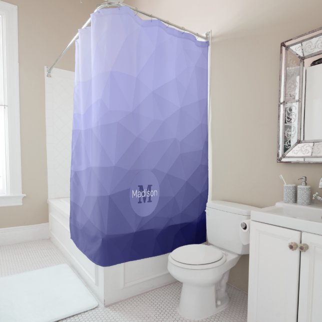 Purple violet  blue mesh ombre pattern Monogram Shower Curtain (In Situ)