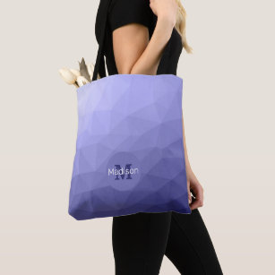 Purple violet  blue mesh ombre pattern Monogram Tote Bag