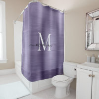 Purple Violet Brushed Metal Monogram Girly Script
