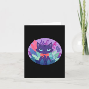 Purple Violet Cat Digital Kawaii Art Sticker Card
