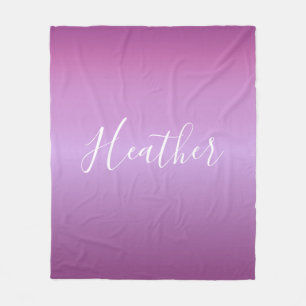 Purple Violet & Custom White Script Fleece Blanket