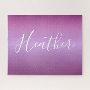 Purple Violet & Custom White Script Jigsaw Puzzle
