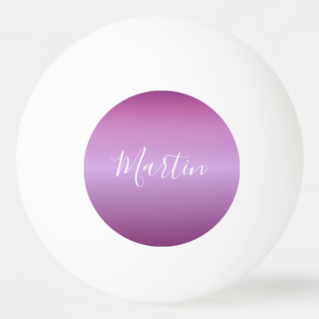 Purple Violet & Custom White Script Ping Pong Ball (Front)