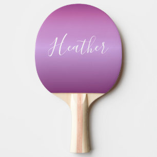 Purple Violet & Custom White Script Ping Pong Paddle