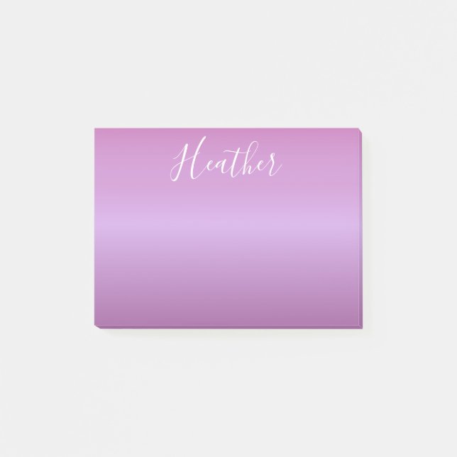 Purple Violet & Custom White Script Post-it Notes (Front)