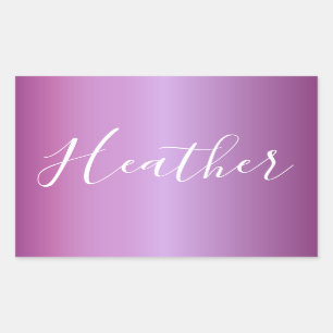 Purple Violet & Custom White Script Rectangular Sticker