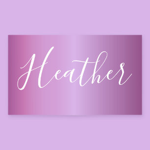 Purple Violet & Custom White Script Rectangular Sticker