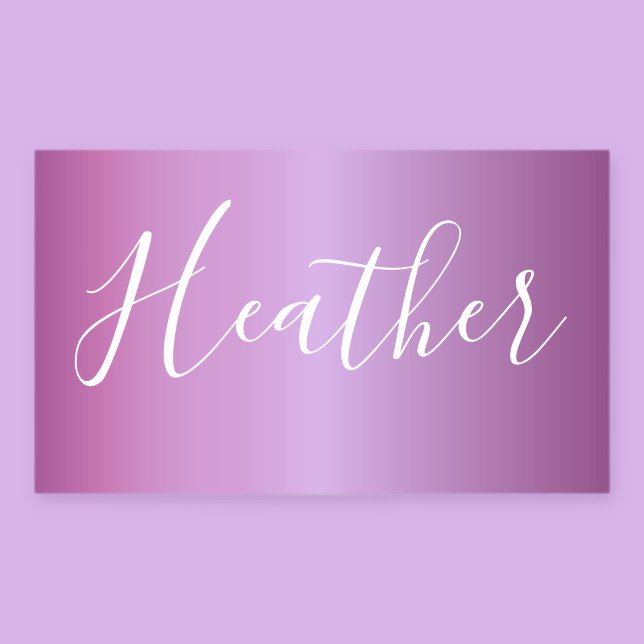 Purple Violet & Custom White Script Rectangular Sticker (Creator Uploaded)