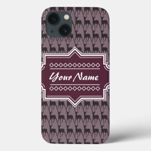 Purple Violet Deer Personalised Name iPhone 13 Case