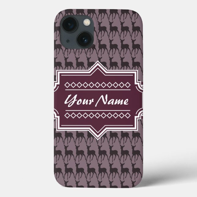 Purple Violet Deer Personalised Name Case-Mate iPhone Case (Back)