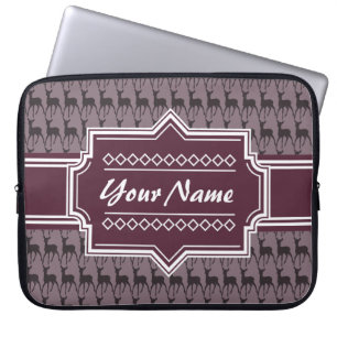 Purple Violet Deer Personalised Name Laptop Sleeve