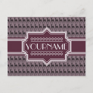 Purple Violet Deer Personalised Name N1 Postcard