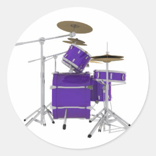 Purple / Violet Drum Kit: Classic Round Sticker