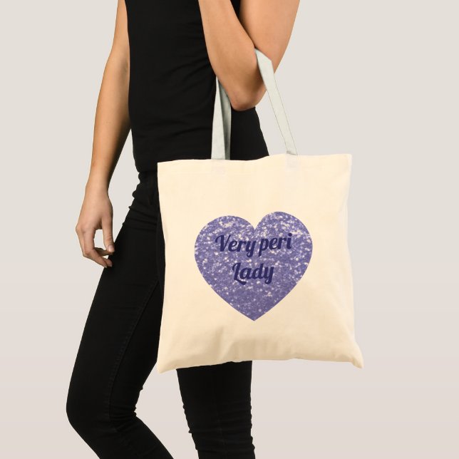 Purple violet faux sparkles glitter heart w text tote bag (Front (Product))