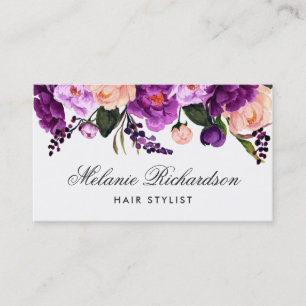 Purple Violet Floral Hair Stylist Appointment B Card