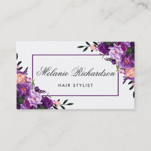 Purple Violet Floral Hair Stylist Appointment GP Card