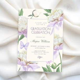 Purple violet Flower garden graduation Invitation