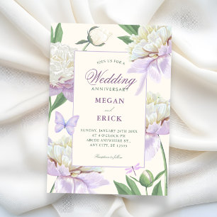 Purple violet Flower garden wedding anniversary Invitation