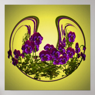 Purple Violet Flowers Abstract Poster