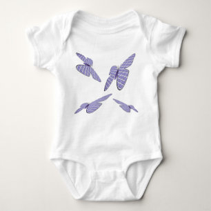 Purple Violet Flying Gingham Butterflies Baby Bodysuit
