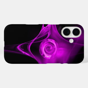 PURPLE VIOLET FRACTAL ROSE IN BLACK iPhone 16 CASE