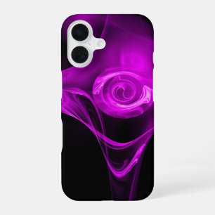 PURPLE VIOLET FRACTAL ROSE IN BLACK iPhone 16 CASE
