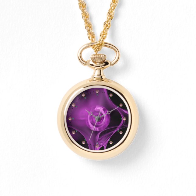 PURPLE VIOLET FRACTAL ROSE WATCH (Front)