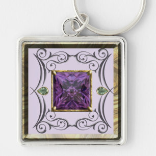 Purple, Violet Gem Design Key Ring