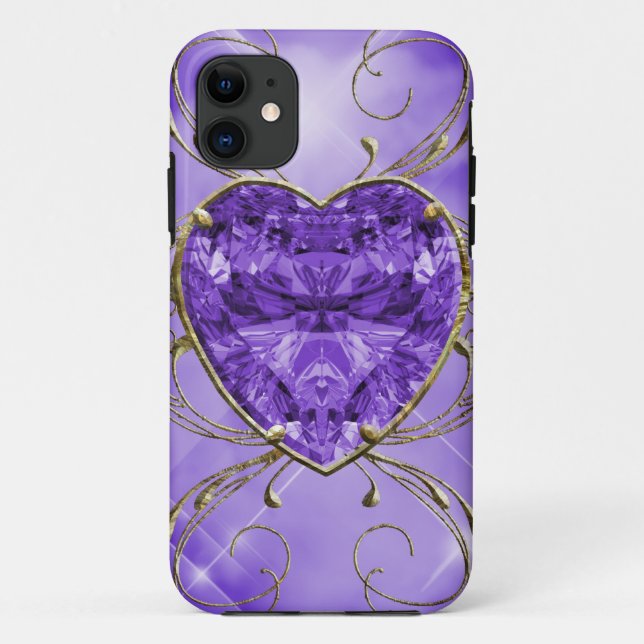 Purple, Violet  Heart Gem Case-Mate iPhone Case (Back)