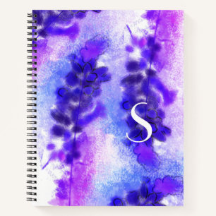 Purple Violet Lavander Flowers Painting Pattern Notebook