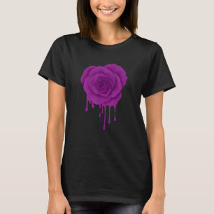 Purple Violet Melting Rose Flower Gardener Botanis T-Shirt