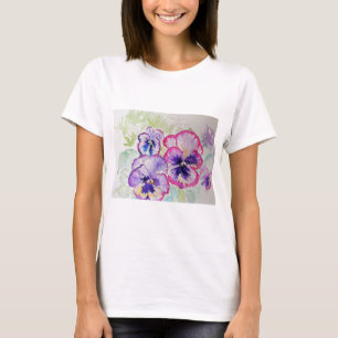 Purple Violet Pansy Watercolour painting T Shirt