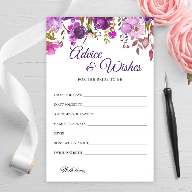 Purple Violet Peony Floral Advice and Wishes card (Creator Uploaded)