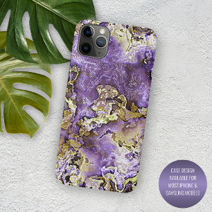 Purple Violet Pink Gold Minerals Agate Art Pattern iPhone 16 Pro Max Case