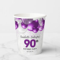 Purple Violet Silver Balloon Glitter 90th Birthday
