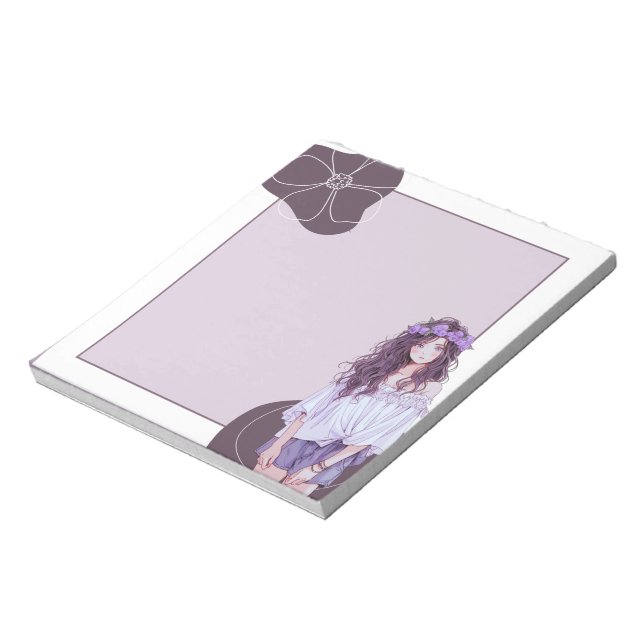 Purple Violet  Simple Cute Anime Boho Notepad (Rotated)