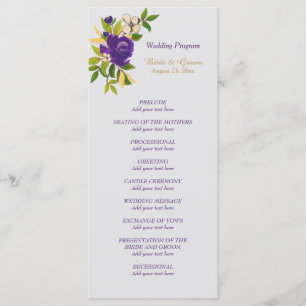 Purple Violet Watercolor Floral Wedding Program