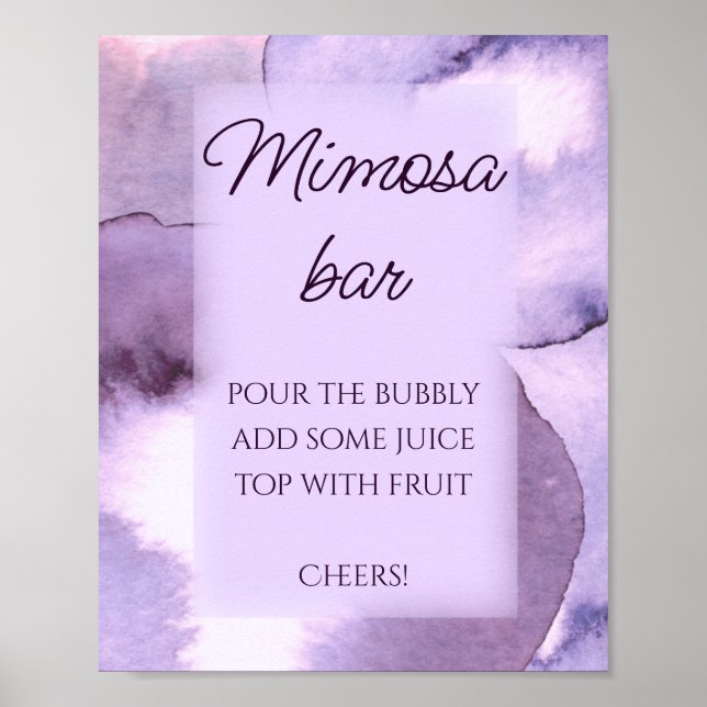 Purple violet watercolor Mimosa bar Poster (Front)